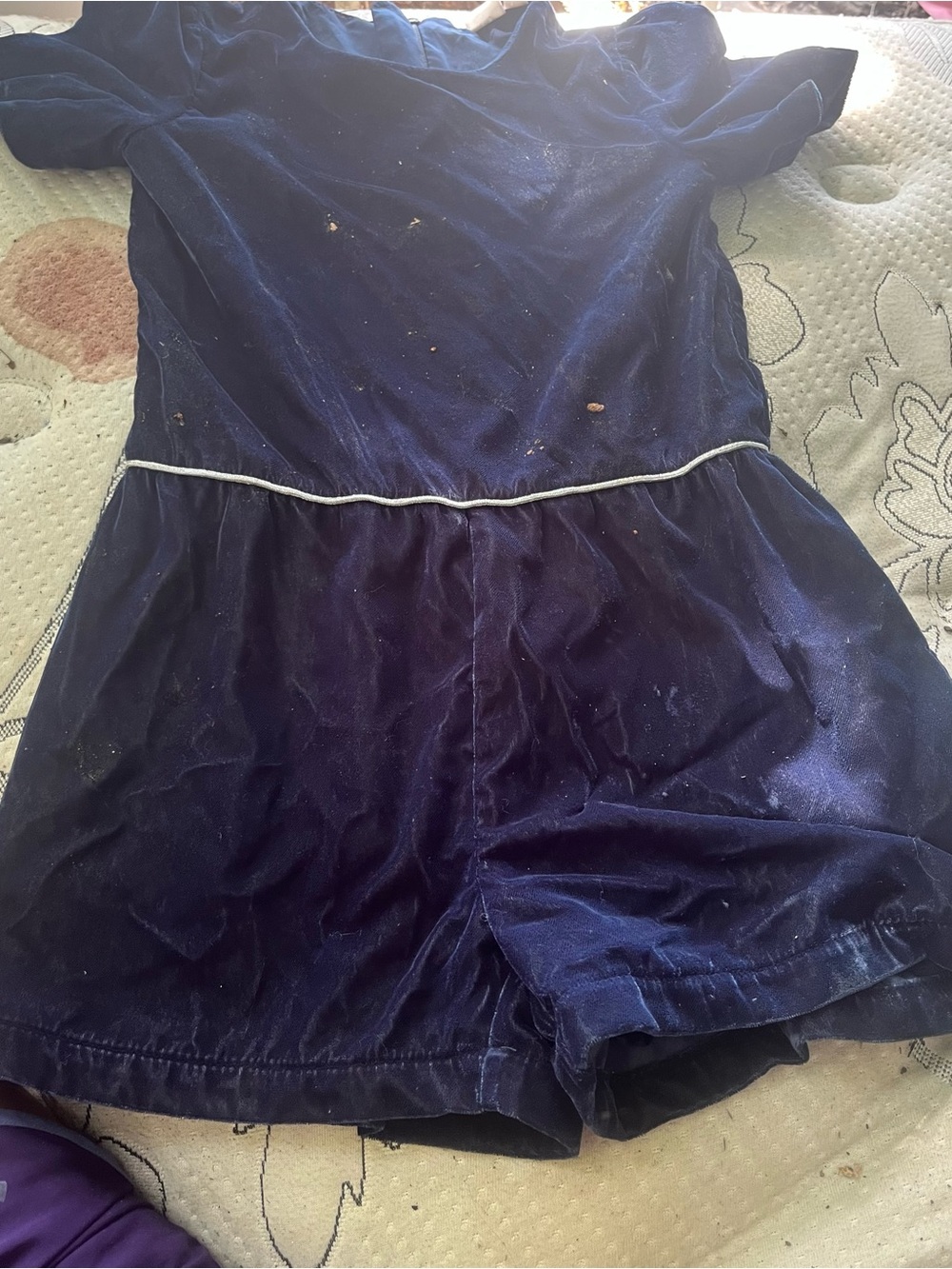 GAP Navy Blue Velvet Kids Romper with Contrast Piping